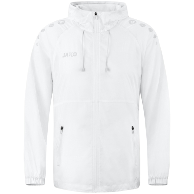 JAKO Lightweight Flow Functional Jacket with Hood (wind and water-resistant) white men's